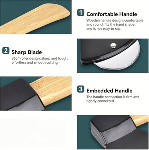 Cuchillo para Pizza con Forma de Hacha y Logotipo Personalizado, Mango de Madera y Cuchilla Giratoria Afilada, Accesorio de Cocina para Cortar Pizza, Pan y Pastel - Product Image 3