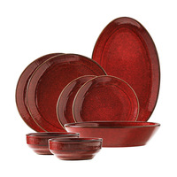 Assiettes en céramique style Art déco Eastern Rock pour la rentrée scolaire - Assiettes à légumes, salades et soupes, coloration sous-glaçure rouge four de magnésium