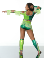 Vente flash - Justaucorps sexy en mesh vert pour femme, uniforme de majorette, costume d'équipe pour l'entraînement, vêtements de danse