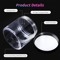 Pots à Crème Cosmétique en Plastique PS PET Transparent de 50ml à 500ml (8 oz), Récipients pour Gommage Corporel avec Couvercles Noirs