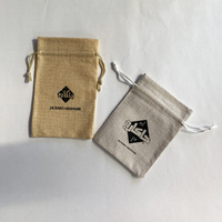 Pochette d'emballage pour bijoux en chanvre personnalisée avec logo écologique, sac de rangement cadeau en jute et lin composite avec cordon de serrage