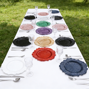 <b>Gold</b> Uv 33cm Wholesale Bulk Plastic Charger Plates Snowflake Leaf Shape Reef Design 13 Inch Dishes for Wedding <b>Dinner</b> Lunch Dish - Product Image 1