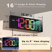 Horloge murale numérique grande taille avec affichage de la température, fonctions modernes, couleurs vives, réglage automatique de l'heure d'été, pour salle de classe, chambre, salle de sport, bureau