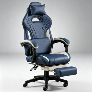 Chaises de Gamer Bleues en Gros au Meilleur Prix - <span class=keywords><strong>Black</strong></span> <span class=keywords><strong>Friday</strong></span> - Angle Réglable - Pivotant à 360 Degrés - Chaise de Jeu avec Repose-Pieds - Product Image 2