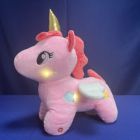 Peluches 4u, adorable poupée licorne de haute qualité avec lumière LED, chantant des chansons de Noël, cadeau pour enfants, jouet en peluche doux, 36 cm, PP