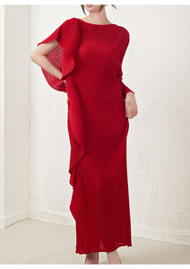Robe de soirée plissée PY pour femme, texturée, décontractée, à nouer à la taille, à une manche, robe longue de fête, vente en gros, vêtements d'été pour femme - Product Image 6