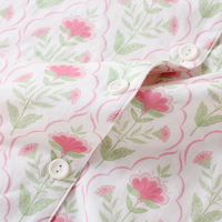 Ensemble de pyjamas à fleurs pour filles d'été doux col en dentelle rose tissu tissé brodé vêtements de maternité