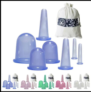 4 Stück Schröpfen Silikon Gesichts Schröpfen Set Mit Leinen tasche Manuelle Gesicht Augen massage Therapie - Product Image 4