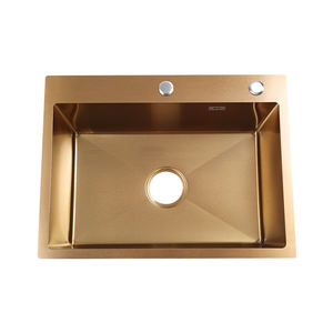 Évier de cuisine à bol unique en or de haute qualité en acier inoxydable Design carré installé à la main sans robinet - Product Image 1