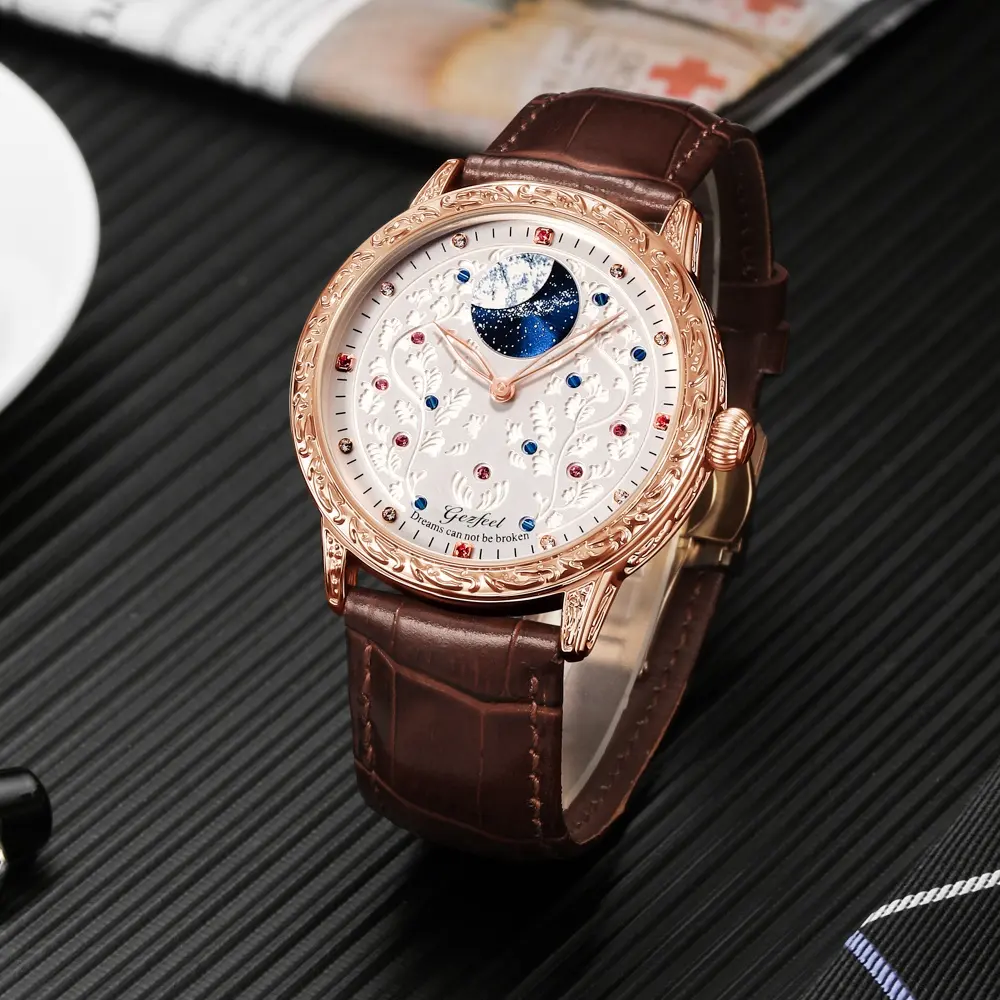 Hochwertige japanische MIYOTA 2035 Uhrwerk Herren Timing Quarzuhr echte Gürtel Luxusmarke maßge schneiderte Uhr