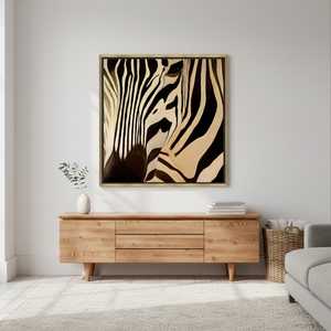 Abstract Zebra Print Canvas - Modern Wildlife <b>Art</b> for Home Decor,GOLD <b>FRAMED</b> CANVAS - Product Image 3