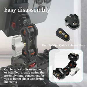 Adaptateur de plaque de dégagement rapide à double tête sphérique <span class=keywords><strong>Bras</strong></span> magique <span class=keywords><strong>articulé</strong></span> Vis de 1/4 pouces <span class=keywords><strong>Bras</strong></span> magique universel Métal <span class=keywords><strong>Micro</strong></span> SLR Camera - Product Image 2