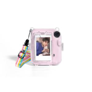 Étui pour appareil photo Fuji <span class=keywords><strong>Instax</strong></span> Mini 12, étui de protection antichoc en plastique transparent, coque rigide avec poche photo, sangle arc-en-ciel - Product Image 4