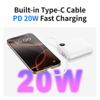 Batterie externe 2026 Classic 10000mAh avec deux câbles intégrés, prix abordable, haute qualité, vente chaude, modèle W fin C1057