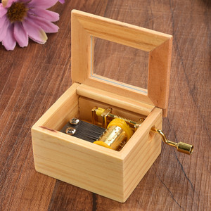Wholesale Hand-cranked Wooden & Metal Music Box Transparent <b>Window</b> Visible Movement Musical Gift - Product Image 2