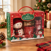 Boîte cadeau de Noël personnalisée, écologique, fabriquée directement en usine, avec fenêtre transparente en PVC, carton rigide, doublure en éponge, poignée de transport