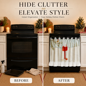 Copertura per Porta del Forno Natalizia Cosennatur con Stampa, Tenda da Cucina in Poliestere con <span class=keywords><strong>Orlo</strong></span> Arricciato per Decorazioni Festive - Product Image 3