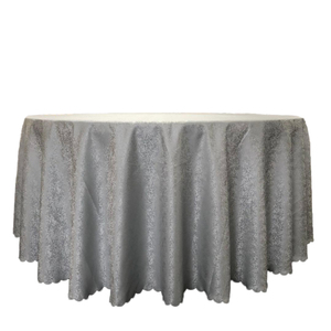 Classic Wedding Tablecloth 132 Inch 120 Inch Round Silver <strong>Table</strong> <strong>Cloth</strong> for Wedding Party Banquet Events Restaurant - Product Image 3