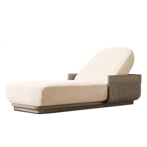 Sang trọng khu nghỉ mát biệt thự hồ bơi đồ nội thất bãi biển Sun <span class=keywords><strong>Lounger</strong></span> có thể điều chỉnh tựa lưng nghiêng Patio Tất cả thời tiết mây Gỗ Tếch ngoài trời phòng chờ ghế - Product Image 6