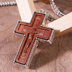 ZD083 Collar de Aleación con Cruz Pectoral Ortodoxa de Madera de Azufaifo Tallada para Uso Diario, Elevación y Oraciones Cristianas Confiadas - Product Image 2