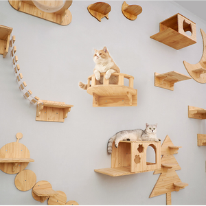 Multifunzionale in legno Cat Tree House Cat Toy Cat Climb Track scaffali moderni <span class=keywords><strong>a</strong></span> parete - Product Image 5
