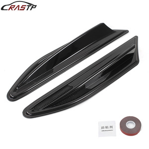 CRASTP Garniture latérale de voiture en ABS noir à motif fibre de carbone, autocollants adhésifs universels pour portières - Product Image 1