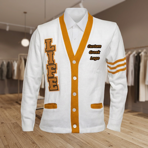 Logos brodés de qualité supérieure sur des pulls à col en V pour les sororités/fraternités/écoles/collèges/universités, logos sur des cardigans - Product Image 3