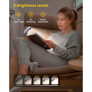 Glocusent Clip On <b>Led</b> Book Light Usb Rechargeable Portable Reading Light With 3 Amber Colors For Books In <b>Bed</b> - Product Image 2