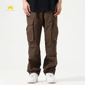 Celana kargo pria kustom dengan dua saku samping untuk celana pria dengan rancangan modis