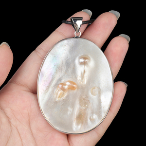 Perle d'eau douce nacre blanche coquille <span class=keywords><strong>avec</strong></span> perle Style baroque <span class=keywords><strong>cordon</strong></span> en cuir noir pendentif collier <span class=keywords><strong>bijoux</strong></span> de mode - Product Image 5