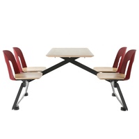 Table en bois avec structure en acier, ensemble de table et chaises de salle à manger moderne pour 4 personnes, pour utilisation en zone de restauration ou cantine