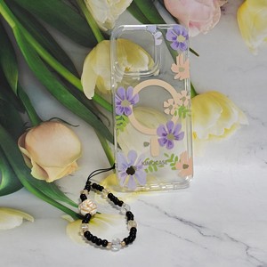 เคสโทรศัพท์ใสลายดอกไม้เชอร์รี่น่ารักพร้อมสายรัดข้อมือลูกปัดฝาครอบป้องกันโปร่งใสสำหรับ iPhone 17 PRO MAX Samsung <span class=keywords><strong>OPPO</strong></span> VIVO - Product Image 4