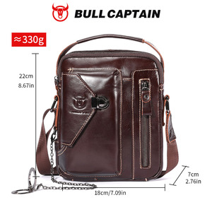 Sac à bandoulière pour homme en cuir véritable BULLCAPTAIN, petit sac à main pour le travail, sac de voyage pour homme, sac bandoulière - Product Image 6