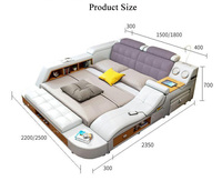 Lit King Size Ergonomique et Moderne, Meuble de Lit Intelligent et Tendance