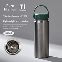 Nouvelle gourde sportive en titane pur de 550 ml, à large ouverture, avec sangle portable, isolation sous vide, isolation thermique, utilisation en extérieur