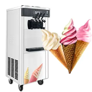 MEHEN mesin es krim otomatis 3 rasa, pembuat es krim komersial kendaraan lembut portabel