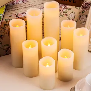 Wedding Favors 12pcs/set Flameless Candles Battery Operated H5" Real Wax Pillar Flickering LED Candle With Remote Control