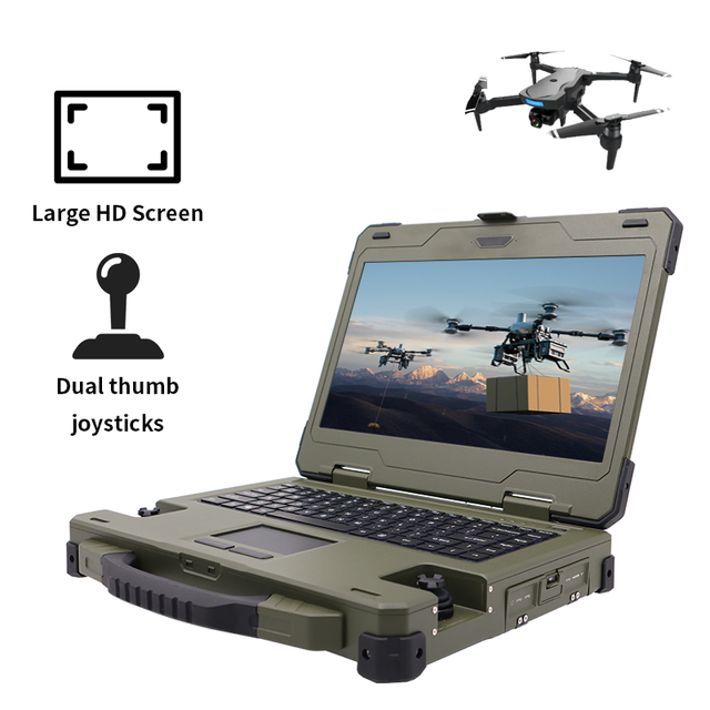 Rugged 14 Inch Ground Control Station IP65 Waterproof Laptop Green for UGV Vehicle Private Label English Wi-Fi 6 for 5.2