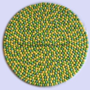 Handmade High Quality Yellow <b>Wool</b> <b>Felt</b> Ball Rug Quality Woven <b>for</b> Living Bedroom Kids Room Decoration Prayer Use - Product Image 1