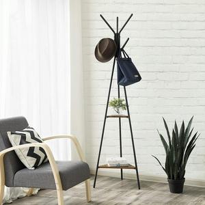 Industrial Coat Rack, Coat <strong>Stand</strong> with 2 Shelves,<strong>Hall</strong> Trees Free Standing with Hooks and Clothes Rail - Product Image 2
