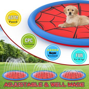 Tapis d'arrosage anti-dérapant en toile d'araignée de 67 pouces pour enfants et animaux domestiques, idéal pour les jeux aquatiques estivaux dans la cour - Product Image 3