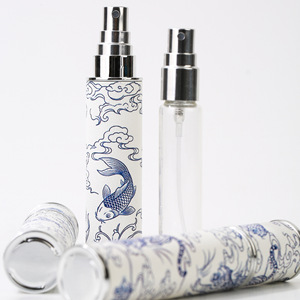 Flacon vaporisateur portable en verre, style porcelaine bleue et blanche, motif animal, style ancien, tendance nationale - Product Image 2