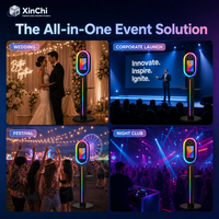 Machine Photobooth Luxe 2026 avec Miroir, Anneau Lumineux LED RGB, Impression en Libre-Service, Bluetooth/Wi-Fi, Capacité 15 Personnes pour Mariages et Fêtes