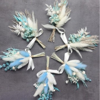 Boutonnière rustique en pampas séchée, arrangement floral sec de style bohème, bouquet de mariage type palmier