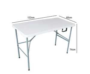 122cm <span class=keywords><strong>4</strong></span> pies plegable plástico <span class=keywords><strong>Picnic</strong></span> <span class=keywords><strong>4</strong></span> pies Mesa campamento fiesta comedor mesas plegable por la mitad mesa de banquete con asa - Product Image 3