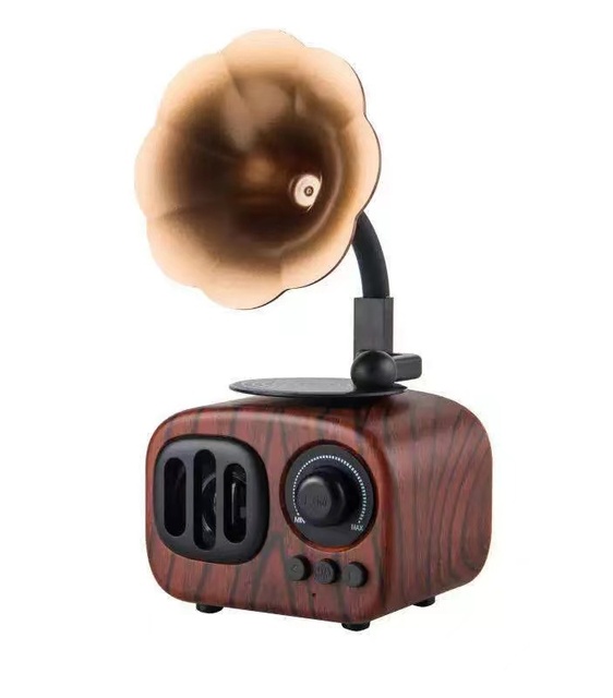 Retro Mini Wireless Speaker B7 Trumpet Style Stereo Subwoofer Music Player Box Wooden Speakers Support AUX FM TF for Phone PC
