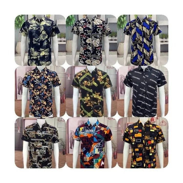2024 Shirt Men's Beach Floral Short Sleeve Top Summer Loose Hong Kong Style Casual Thin Section