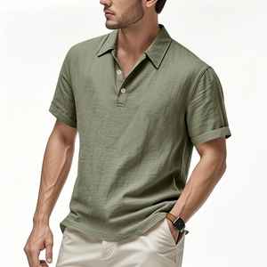 <span class=keywords><strong>Polo</strong></span> à manches courtes pour homme, style anglais, en lin, ample et respirant, col <span class=keywords><strong>polo</strong></span> - Product Image 3
