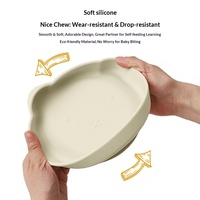 Assiette à dîner en silicone motif ours de dessin animé, best-seller transfrontalier, antidérapante et résistante aux chutes pour bébé, pour l'alimentation des nourrissons