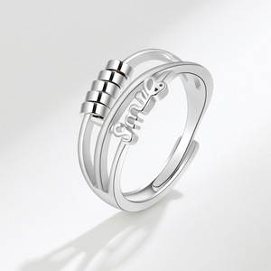 Anillos giratorios ajustables al por mayor de fábrica, chapados en rodio y cobre, joyería para aliviar el estrés para mujeres - Product Image 4